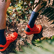 close up of feet on a trail